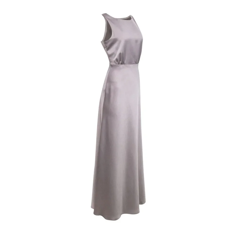 Sachin & Babi - Grey Satin Sleeveless Formal Dress Sz 8